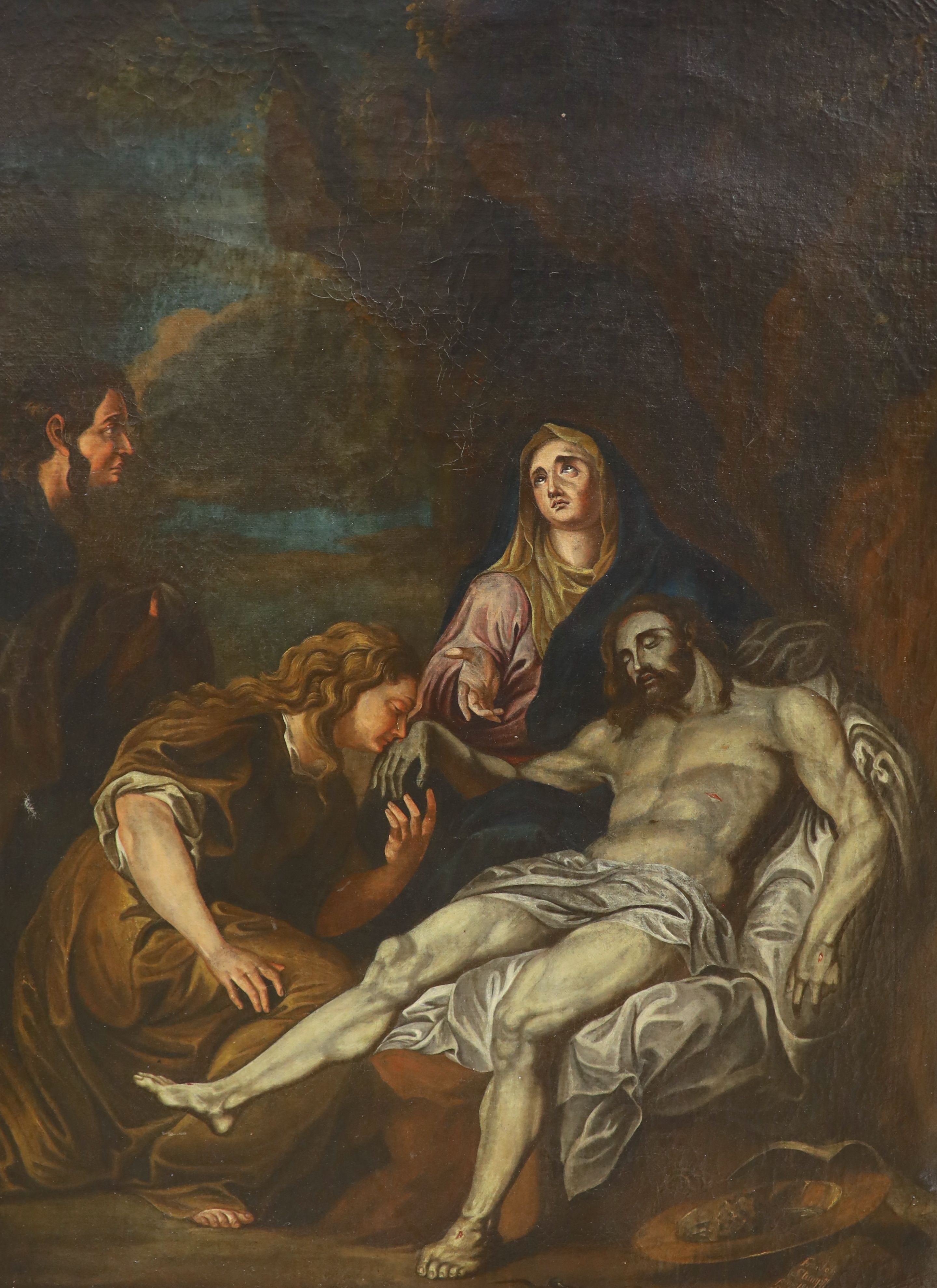 18th century Italian School. The Lamentation, oil on canvas, 37.5